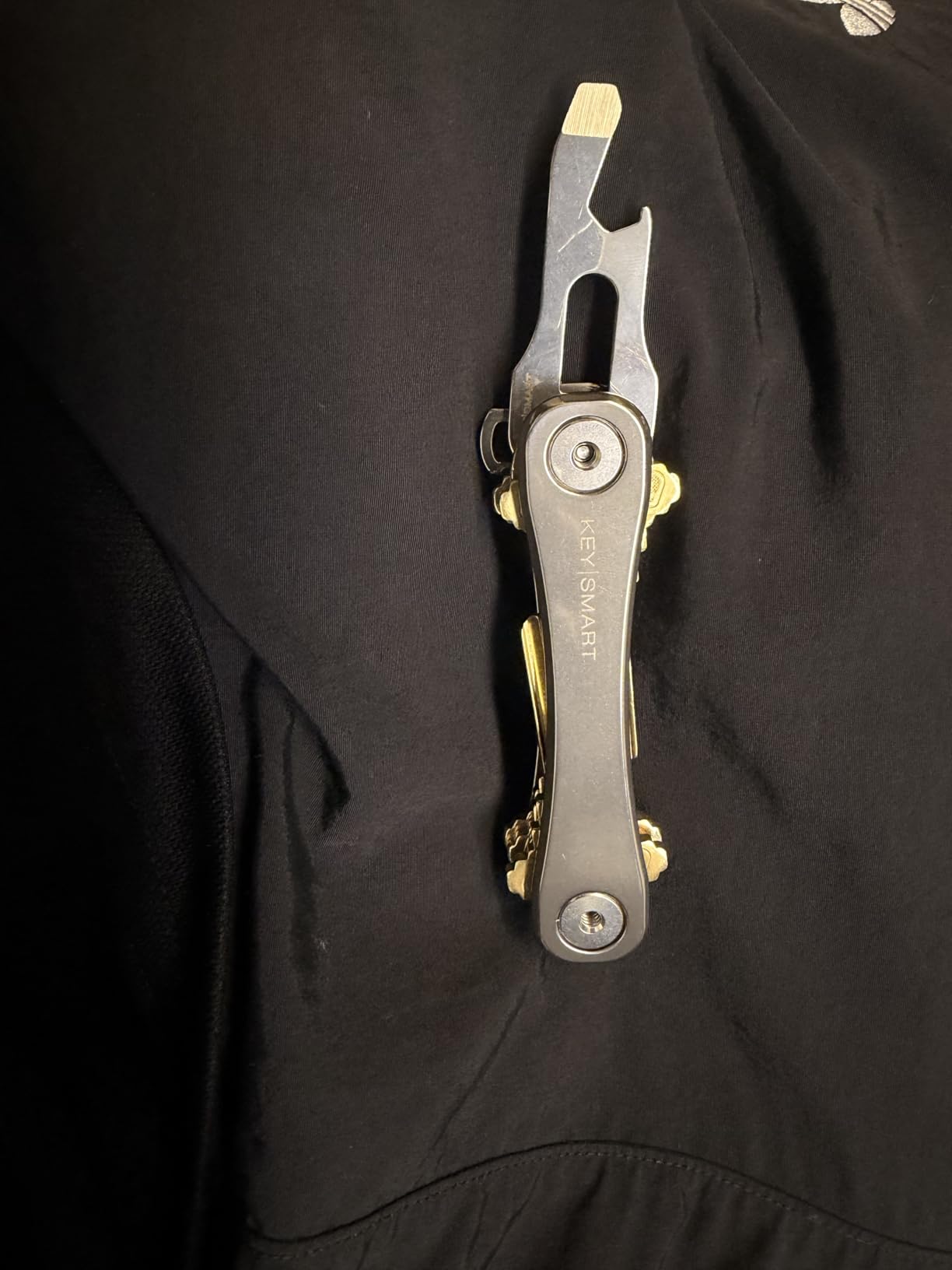 KeySmart Rugged - Multitool Key Holder for Keychain w/Bottle Opener and Pocket Clip (Up to 14 Keys, Titanium) customer photo 1