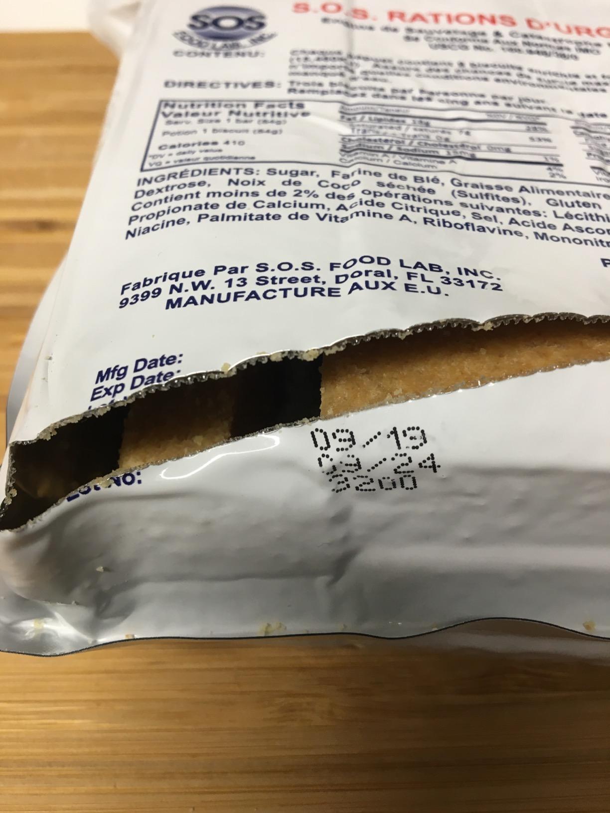 SOS Food Labs Emergency 3600 Calorie Food Bar, 3-Day / 72-Hour Package, 5-Year Shelf Life customer photo 1