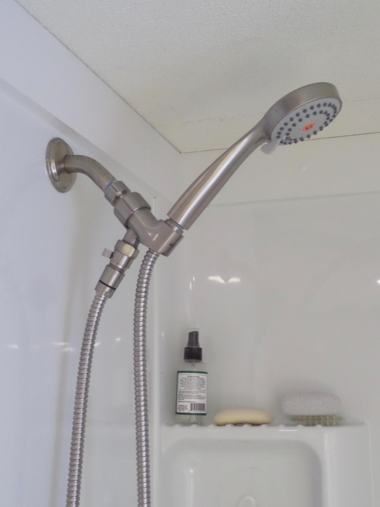 YOO.MEE High Pressure Handheld Shower Head with Powerful Shower Spray against Low Pressure Water Supply Pipeline, Multi-functions, w/ 79'' Hose, Bracket, Brushed Nickel Finish customer photo 1