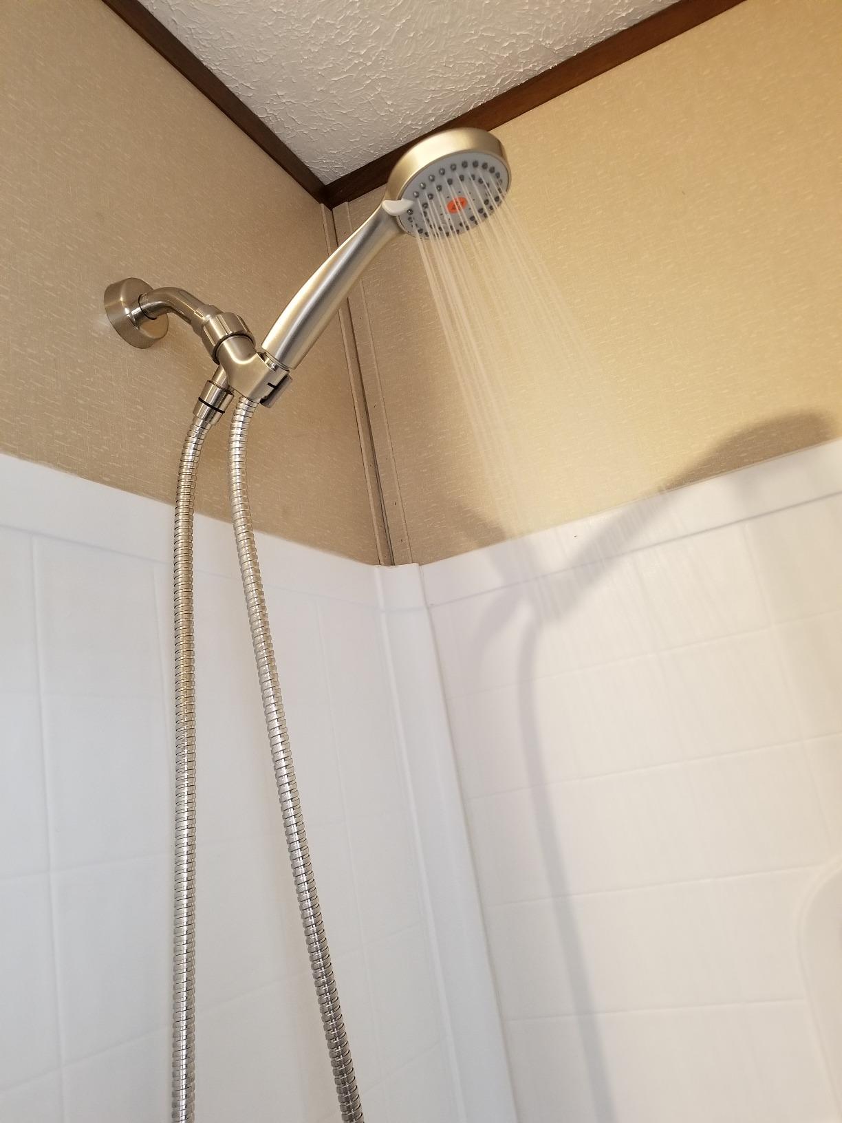 YOO.MEE High Pressure Handheld Shower Head with Powerful Shower Spray against Low Pressure Water Supply Pipeline, Multi-functions, w/ 79'' Hose, Bracket, Brushed Nickel Finish customer photo 2