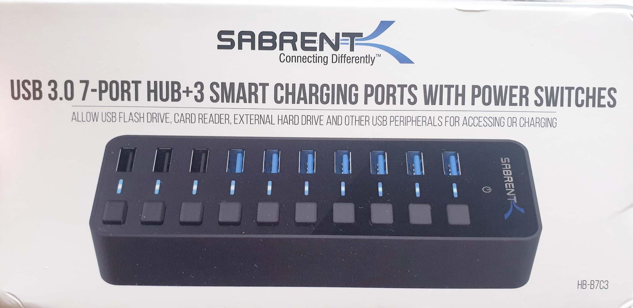 SABRENT 10-Port USB 3.0 Hub, Individual Power Switches and LEDs, 3 Smart Charging Ports, 60W Power Adapter, for PC, Mac, Xbox, PS5, Laptop, Desktop, USB Devices (HB-B7C3) customer photo 1