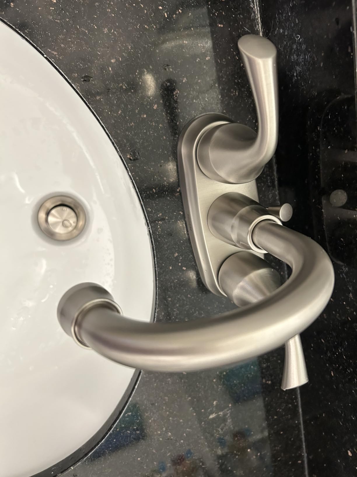 Moen Idora Spot Resist Brushed Nickel Two-Handle Centerset Bathroom Sink Faucet with Drain Assembly, 84115SRN customer photo 2