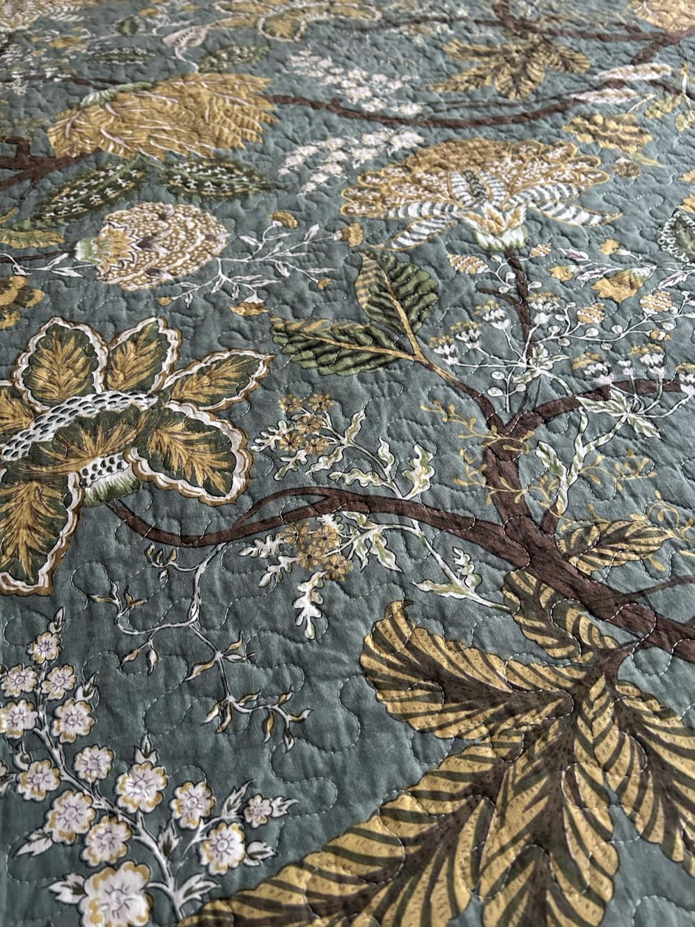 Quilt Set Queen Size, 100% Cotton Patchwork Green Bohemian Quilt Sets, Reversible Bedspread Lightweight and Breathable for All Seasons, Soft Quilted Bedspread with 2 Pillow Shams customer photo 1