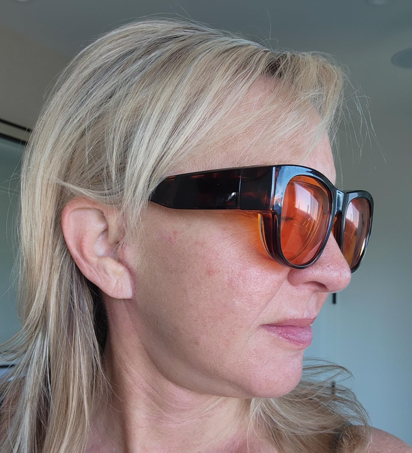 Eyekepper Blue Light Reduction Fitover Anti-Blue Blocking Glasses,Black | Computer Glasses with Extra Amber Lenses,Wear Over Most Eyewear or Alone for Work,Gaming,Home Office and Screen Use customer photo 1