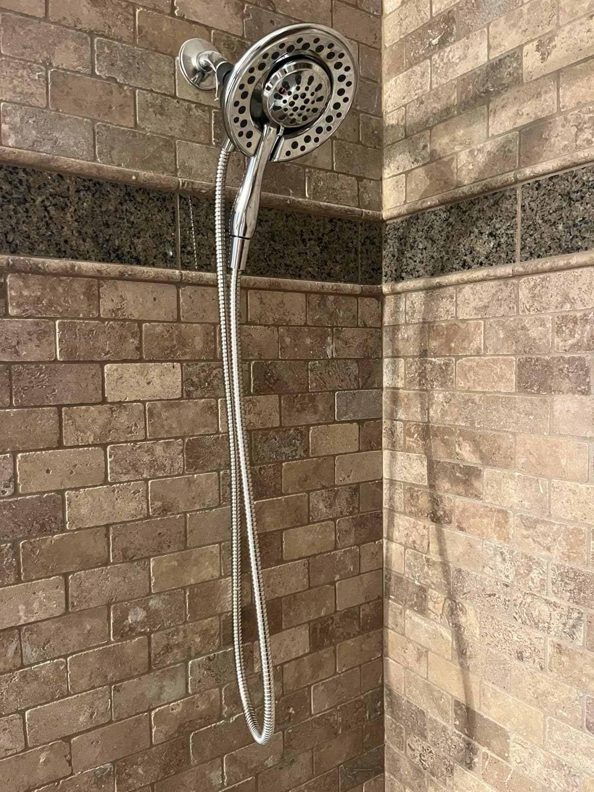 Delta 4-Setting In2ition 2-in-1 Dual Shower Head with HandHeld Spray, Brushed Nickel Detachable Shower Head with Hose, Showerhead, 1.75 GPM Flow Rate, SpotShield Nickel 75486CSN customer photo 2