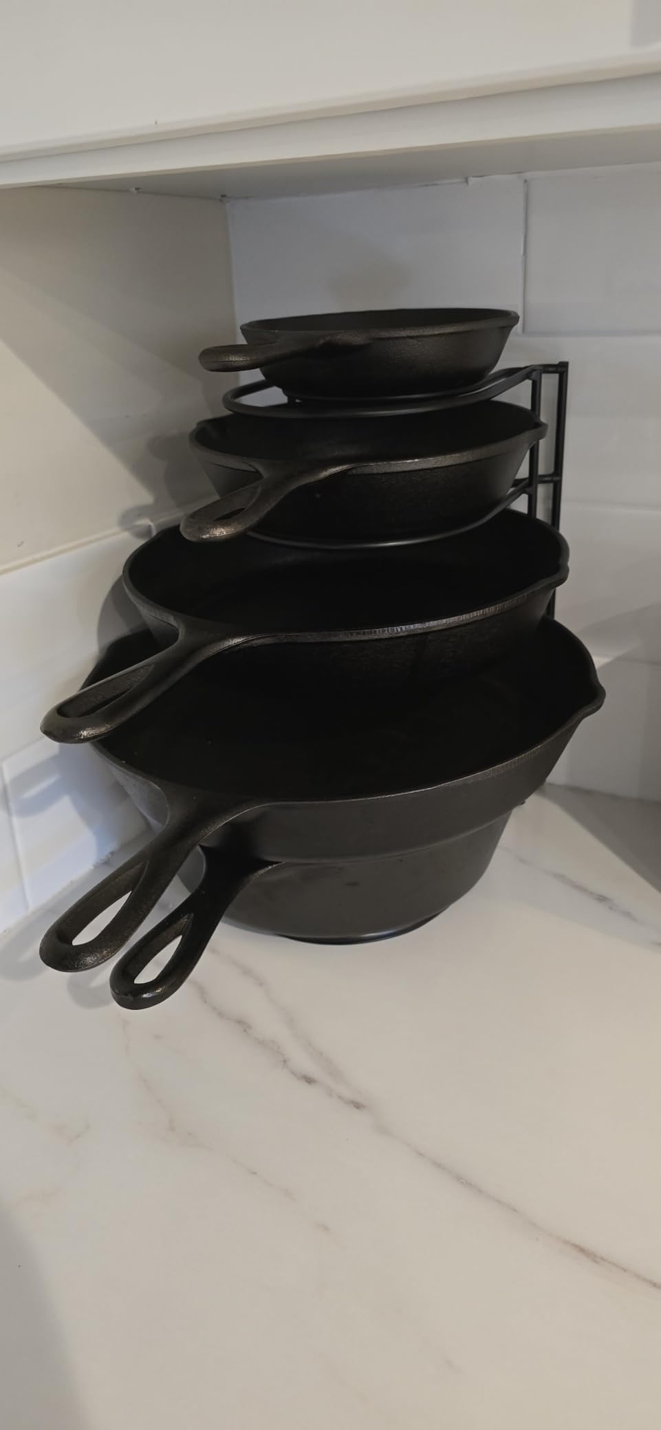 Cuisinel Pan Organizer for Cast Iron Skillets, Griddles, 5-Tier Rack, Black 12.2