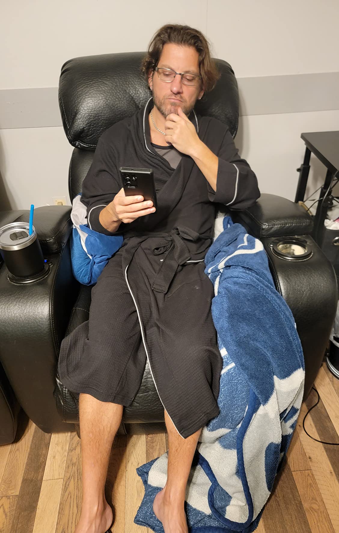 Men's Lightweight Cotton Waffle Bath Robe, Mid-Length Loungewear (Available in Big & Tall) customer photo 1