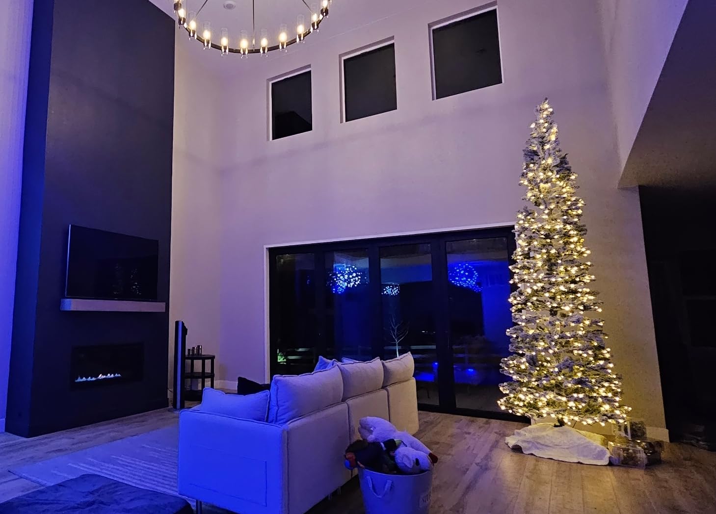 Best Choice Products Flocked Pencil Christmas Tree, Pre-Lit Slim Artificial Holiday Decoration, 7.5ft Lighted Skinny w/Base, Warm White Lights customer photo 1