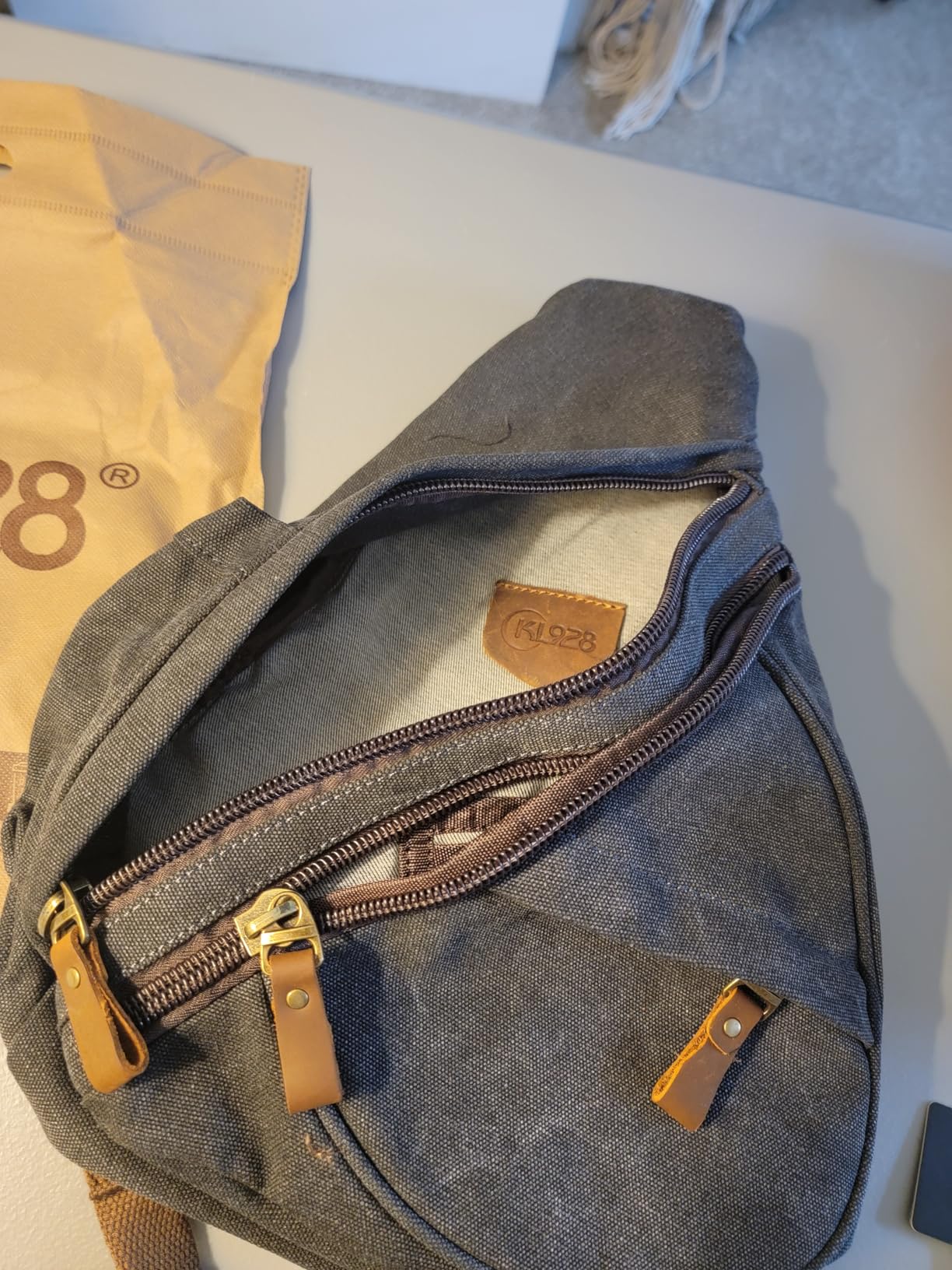 Canvas Sling Bag - Small Crossbody Backpack Shoulder Casual Daypack Rucksack for Men Women(Large Version,Olive Green) customer photo 2