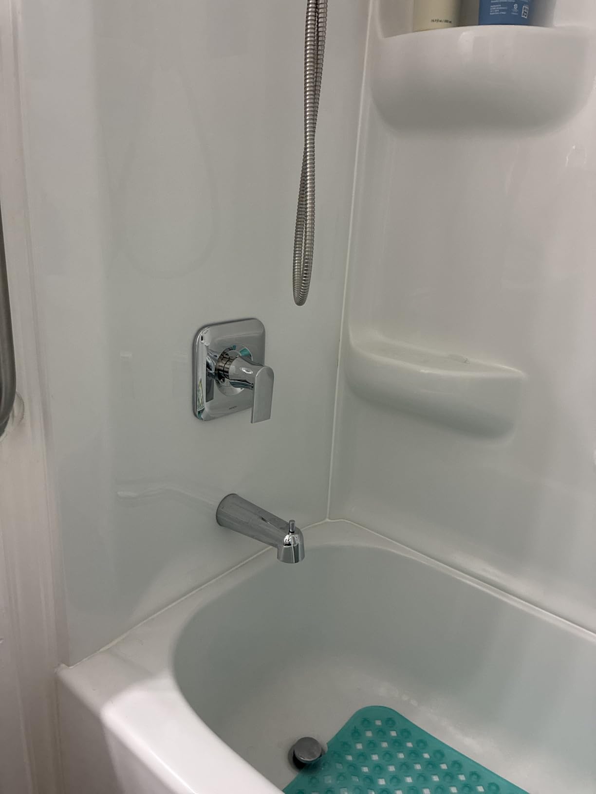 Moen Genta LX Brushed Nickel Pressure Balancing Eco-Performance Modern Shower Trim Including Showerhead, Shower Handle, and Tub Spout (Posi-Temp Valve Required), T2473EPBN customer photo 2