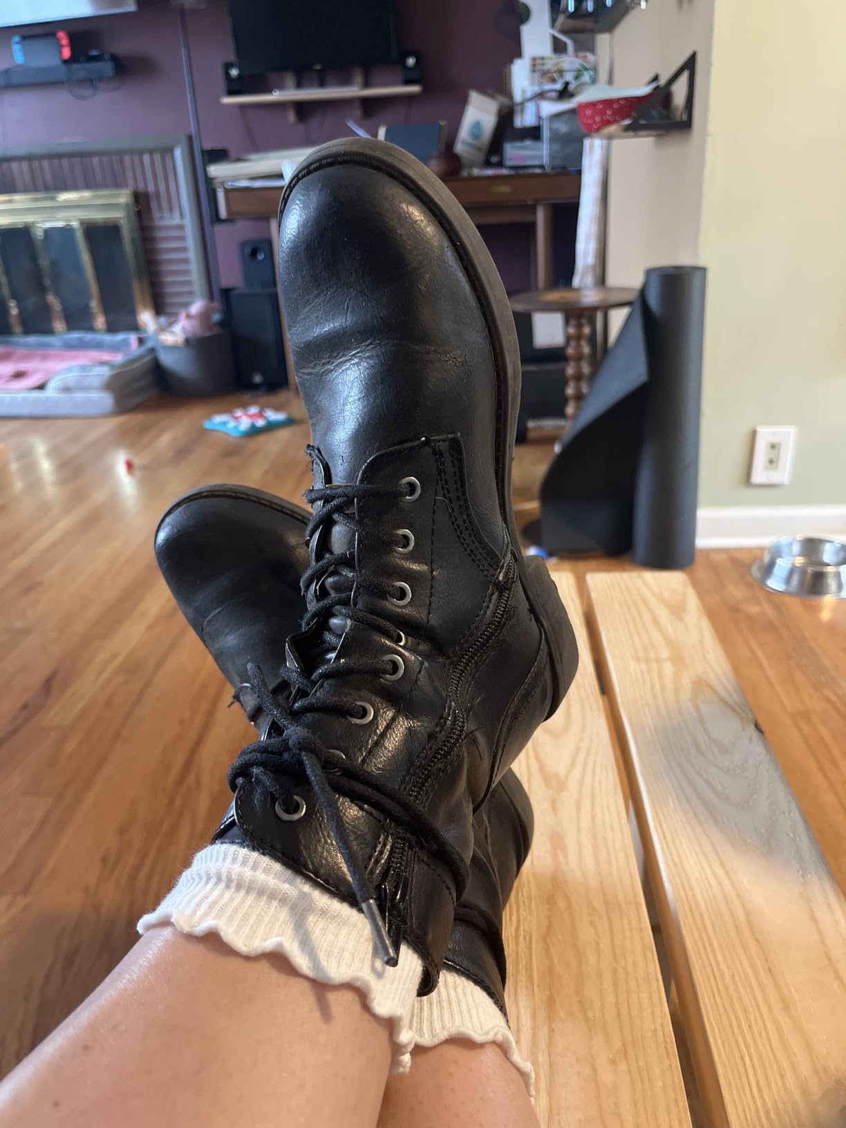 Women's Lace-Up Combat Boots with Side Zipper, Lug Sole customer photo 1