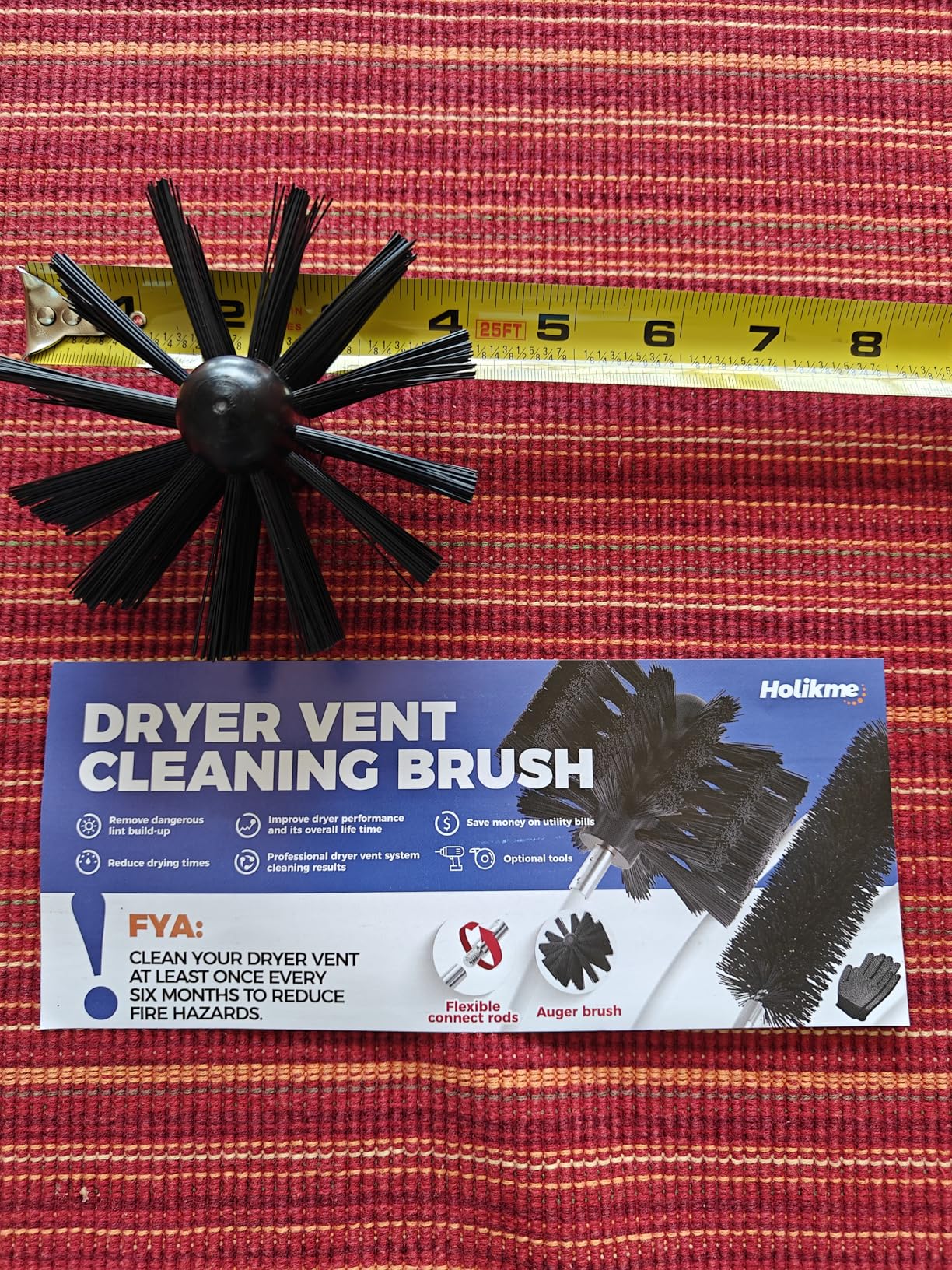 Holikme 30 Feet Dryer Vent Cleaner Kit, Flexible Lint Brush with Drill Attachment, Fireplace Chimney Brushes Extends Up to 30 Feet for Easy Cleaning, Use with or Without a Power Drill customer photo 1