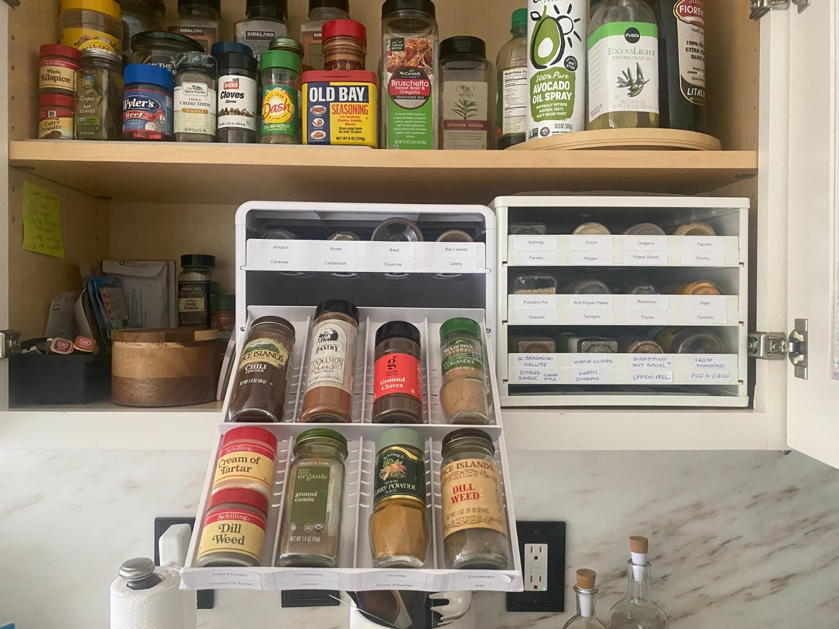 YouCopia SpiceStack Adjustable Spice Rack Organizer, Pull-Down 24-Bottle Seasonings and Spices Holder for Kitchen Cabinet and Pantry Organization with 104 Included Labels | Adjustable customer photo 1