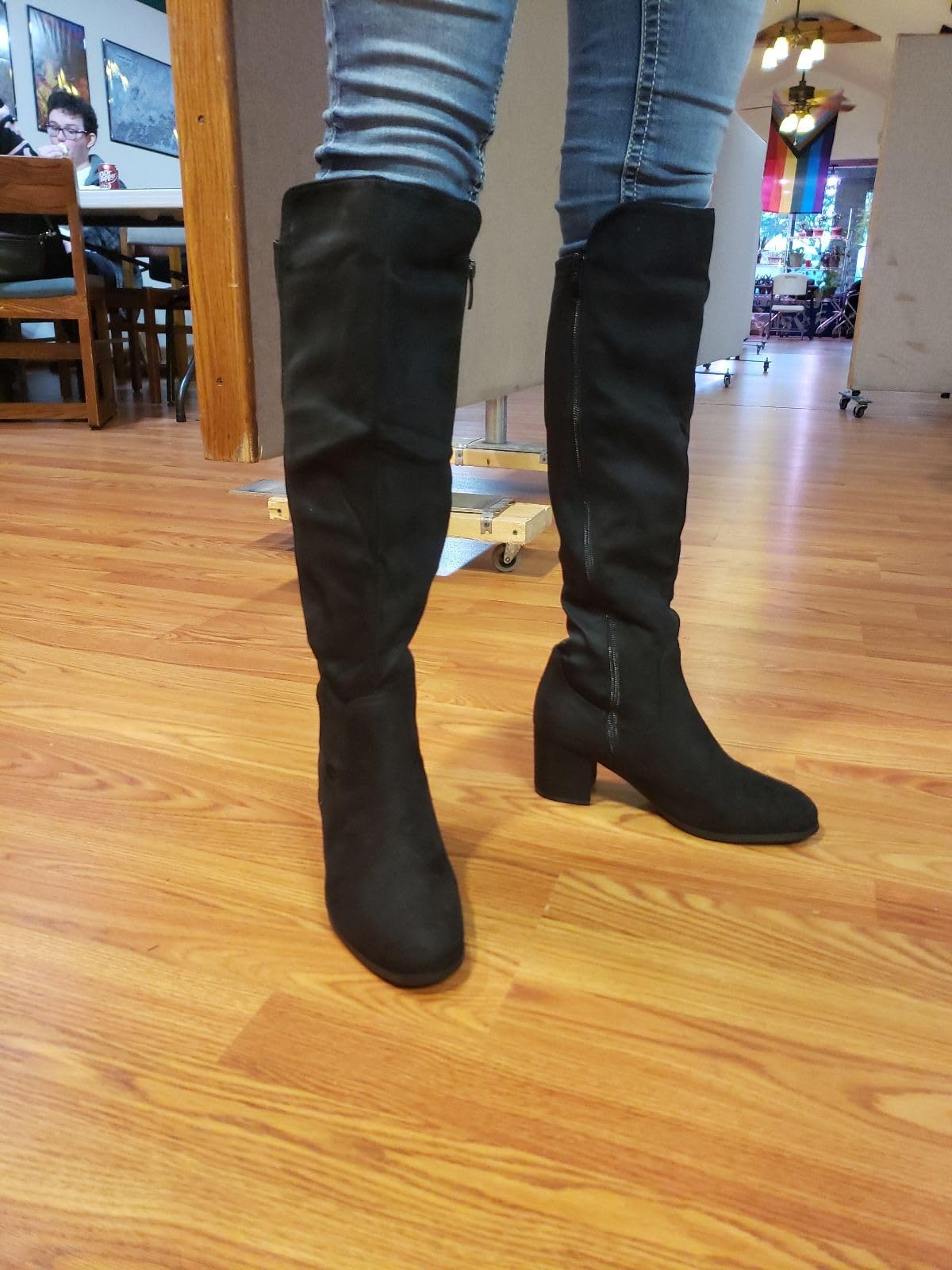 DREAM PAIRS Women's Knee High Stretchy Fashion Boots | 2.3-Inch Block Heel, Extra Stretchy Fabric, Smooth Side Zipper, Fall and Winter Comfortable Tall Boots,Rubber Sole customer photo 2
