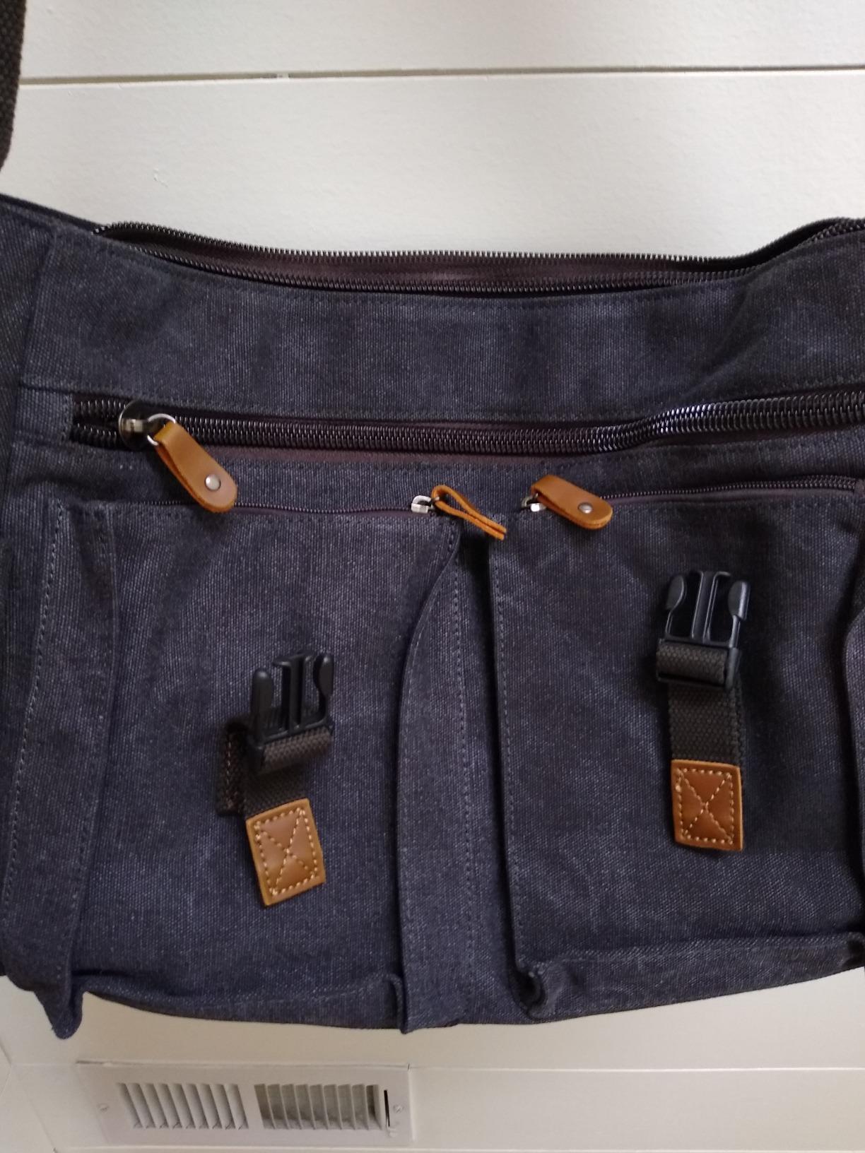 Messenger Bag for Men, VASCHY Vintage Water Resistant Canvas Satchel 14 15.6 17inch Laptop Briefcase customer photo 1