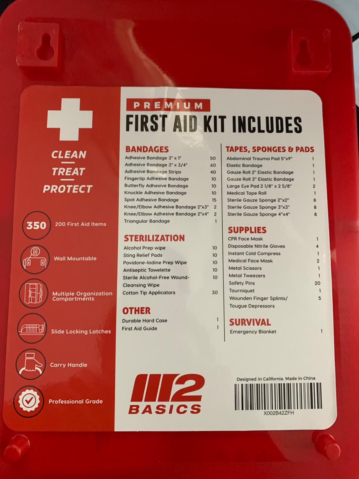 M2 BASICS 350 Piece Professional Wall-Mount First Aid Kit, Home, Business | Dual-Layer Hard Case, Office, Warehouse, Jobsite, Garage, Vehicle, Workplace Safety, Classroom And Emergency Readiness customer photo 2