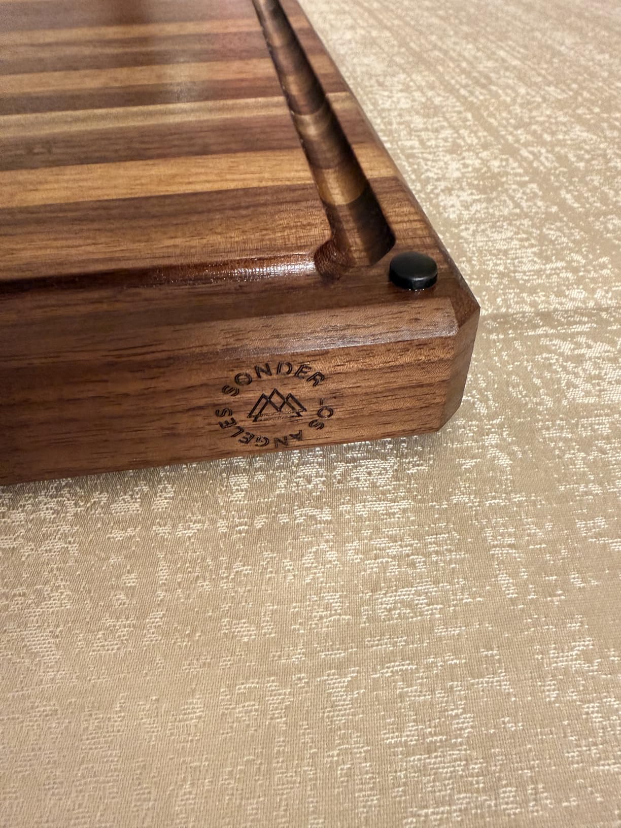 Sonder Los Angeles Alfred Cutting Board Made in USA | Black Walnut End Grain Cutting Board for Kitchen with Non-Slip Feet, Juice Groove, Sorting Compartments | Gift Box Included | 17x13x1.5 in customer photo 2