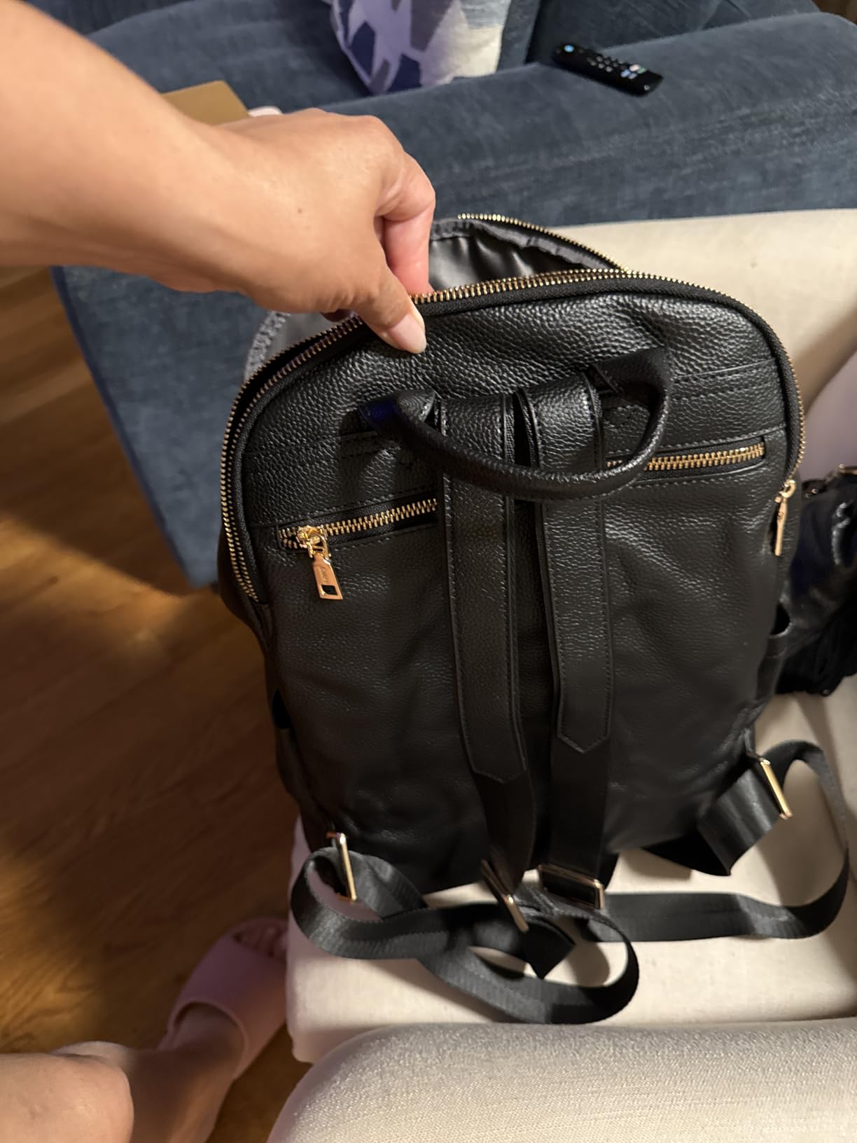 Kattee Genuine Leather Backpack Purse for Women Multi-functional Elegant Daypack Soft Leather Shoulder Bag Shopping Trip, Medium, Brown customer photo 2