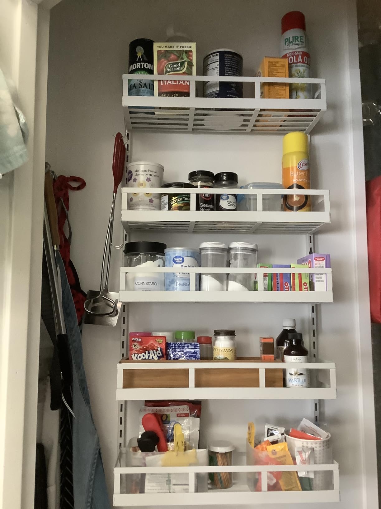 X-cosrack Wall Mount Spice Rack Organizer 5 Tier Height-Adjustable Hanging Spice Shelf Storage for Kitchen Pantry Cabinet, Dual-Use Seasoning Holder Rack with Hooks, Black-Patented customer photo 2