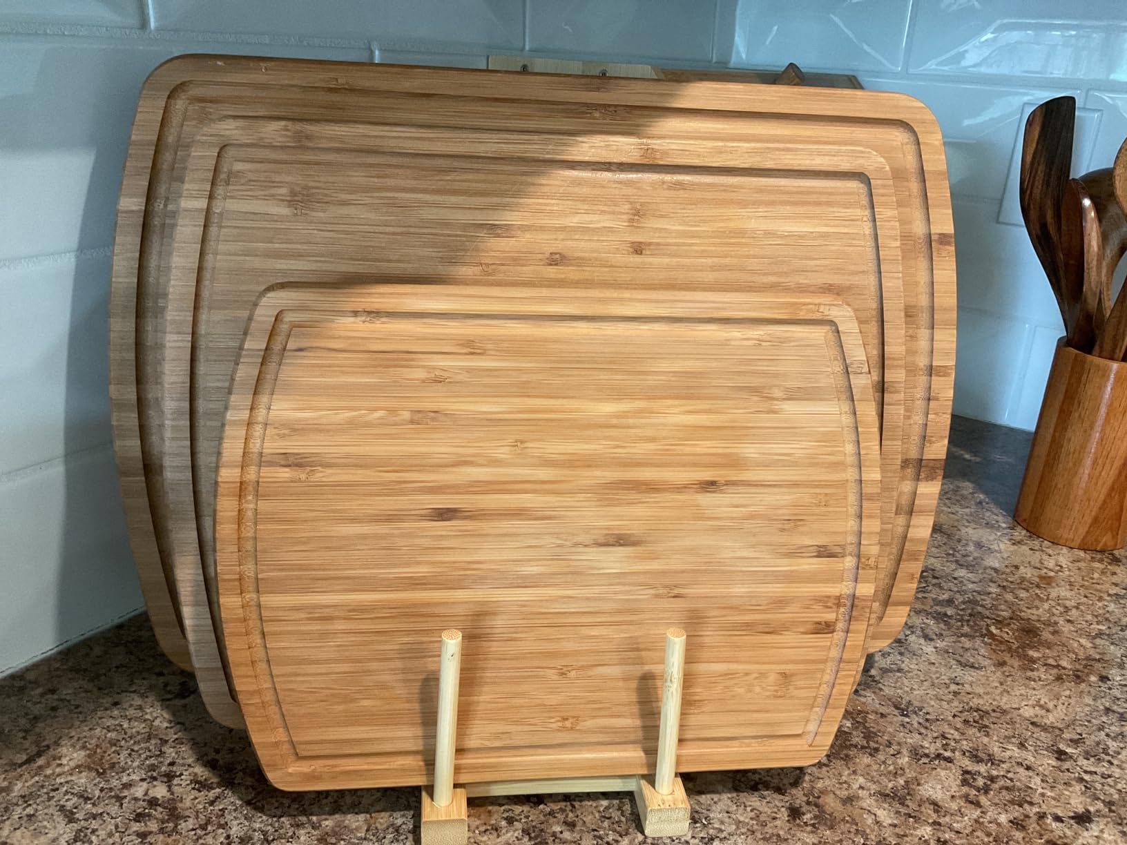 Greener Chef Luxury XL Bamboo Cutting Board Set of 3 with Vertical Grain Strength Technology - Extra Large Wood Cutting Boards for Kitchen and Lightweight Chopping Board Set customer photo 1
