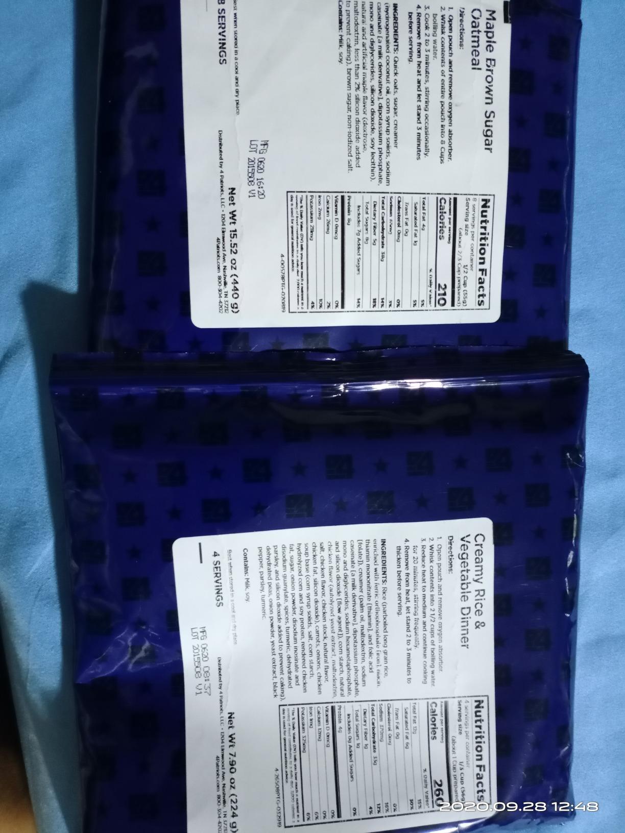 4Patriots 72-Hour Survival Food Kit, Emergency Food Supply Designed to Last 25 Years, 20 Servings customer photo 1