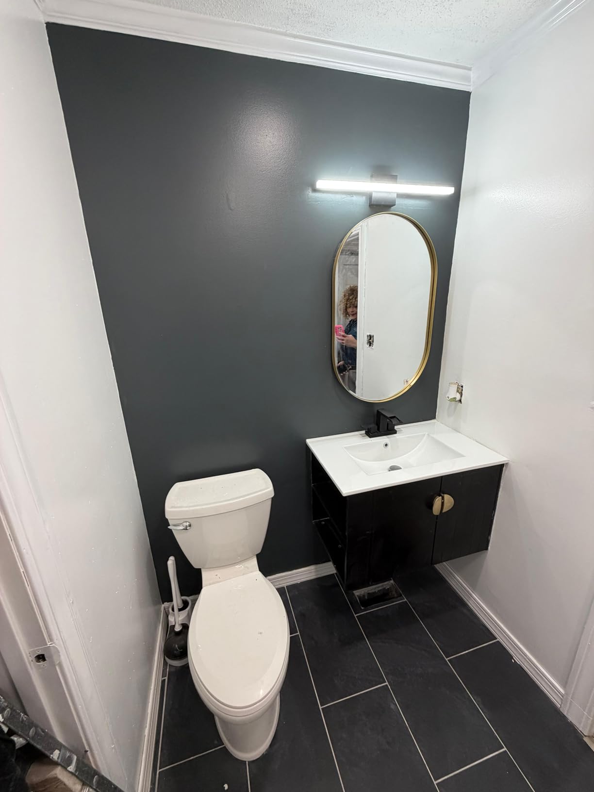 Black Bathroom Light Fixtures Over Mirror Lighting Gentle, 9W 16 Inch Modern LED Small Vanity Lamp Bar IP44 Slim Linear Bath Wall Sconces for Restroom Indoor Cool White 6000K customer photo 2
