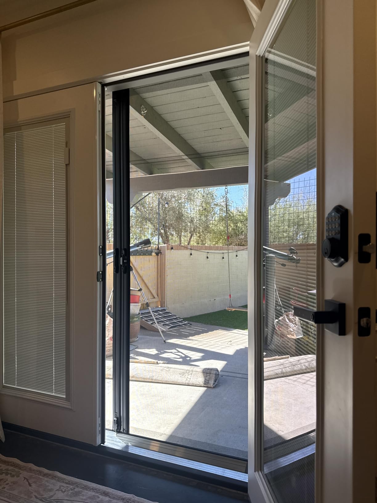 Brisa Double Retractable Screen Door, Brown, 68-72 in. Wide, 78 in. Tall customer photo 2