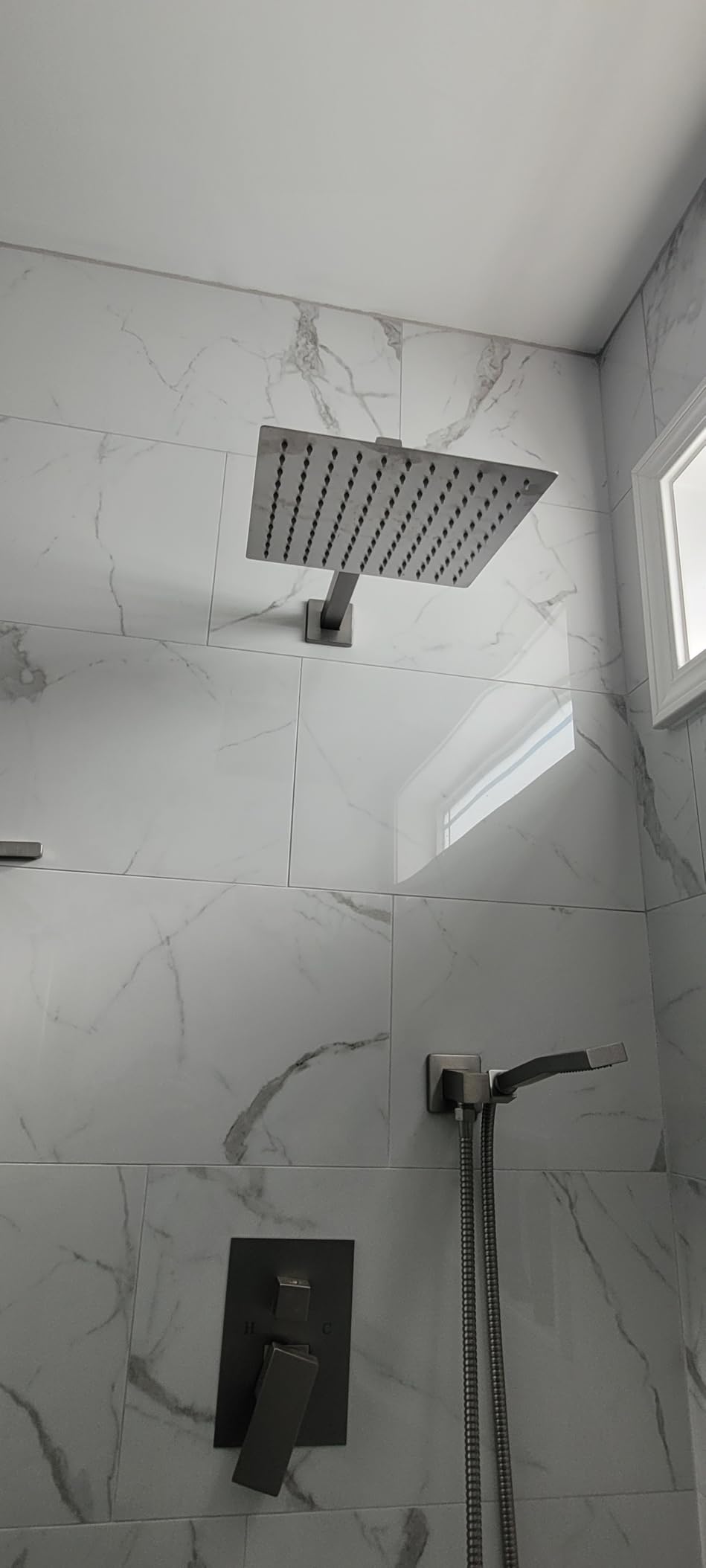 gotonovo Shower Faucet Set with Handheld Spray Brushed Nickel,12'' Head | SUS304 Rainfall Shower Head and Handle Set System Fixture,Pressure Balance Valve Trim Kit,Single Handle,Wall Mount,All Metal customer photo 2
