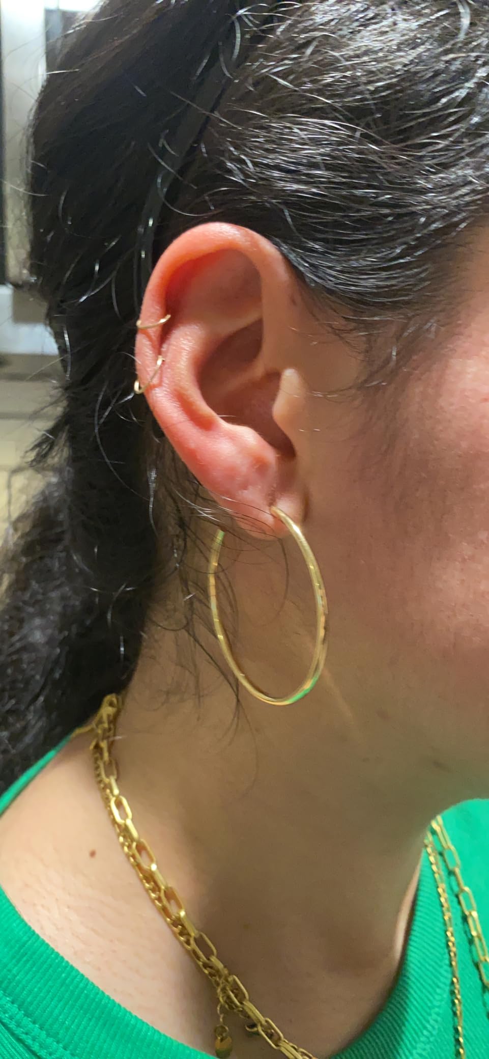 PAVOI 14K Gold Plated Hoop Earrings for Women - 2mm Thick Infinity Hoops - Lightweight Loop Earrings Set customer photo 1