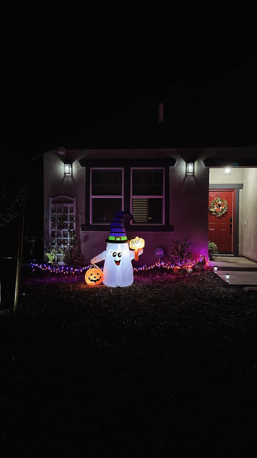 GOOSH 5 FT Halloween Inflatables Ghost Outdoor Decorations Blow Up Yard Cute Wizard Ghost with Pumpkin with Built-in LEDs for Garden Lawn Indoor Party Holiday Decor customer photo 1