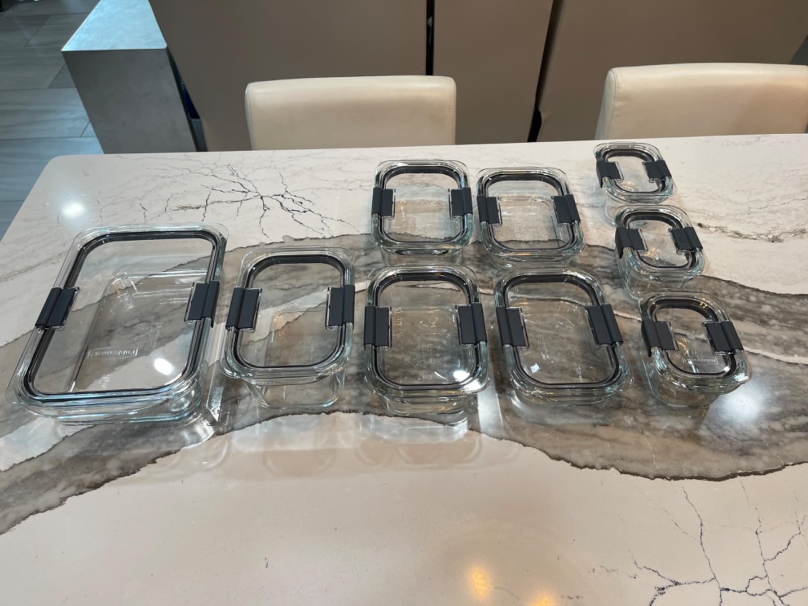 Rubbermaid Brilliance Glass Food Storage Containers, Assorted Sizes, Set of 9, BPA-Free, Leak-Proof, Clear customer photo 1