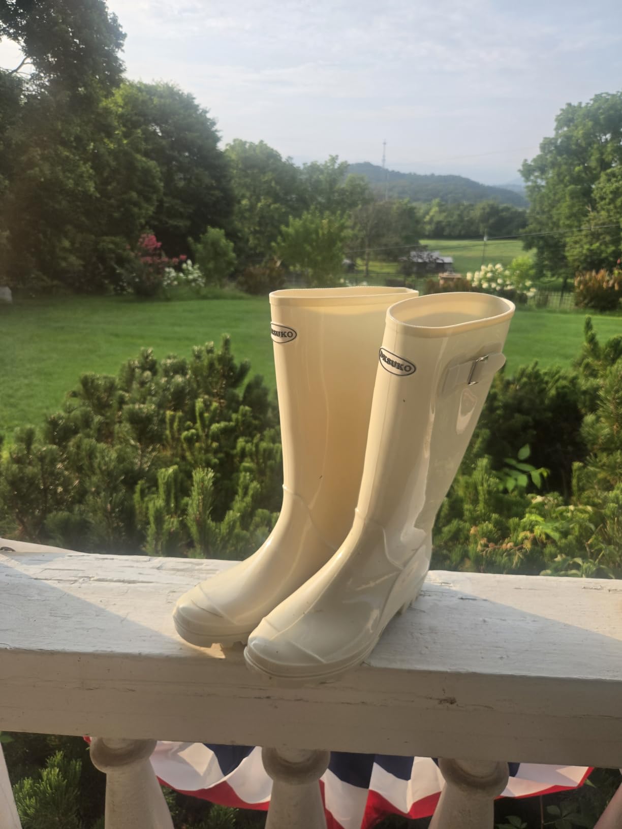 Women's Tall Waterproof Rain Boots Rubber Garden Boots with Buckle | Soft shaft, breathable lining, non-slip outsole, and rinse-clean care for muddy yards, rainy commutes, farms, and dog walks customer photo 1