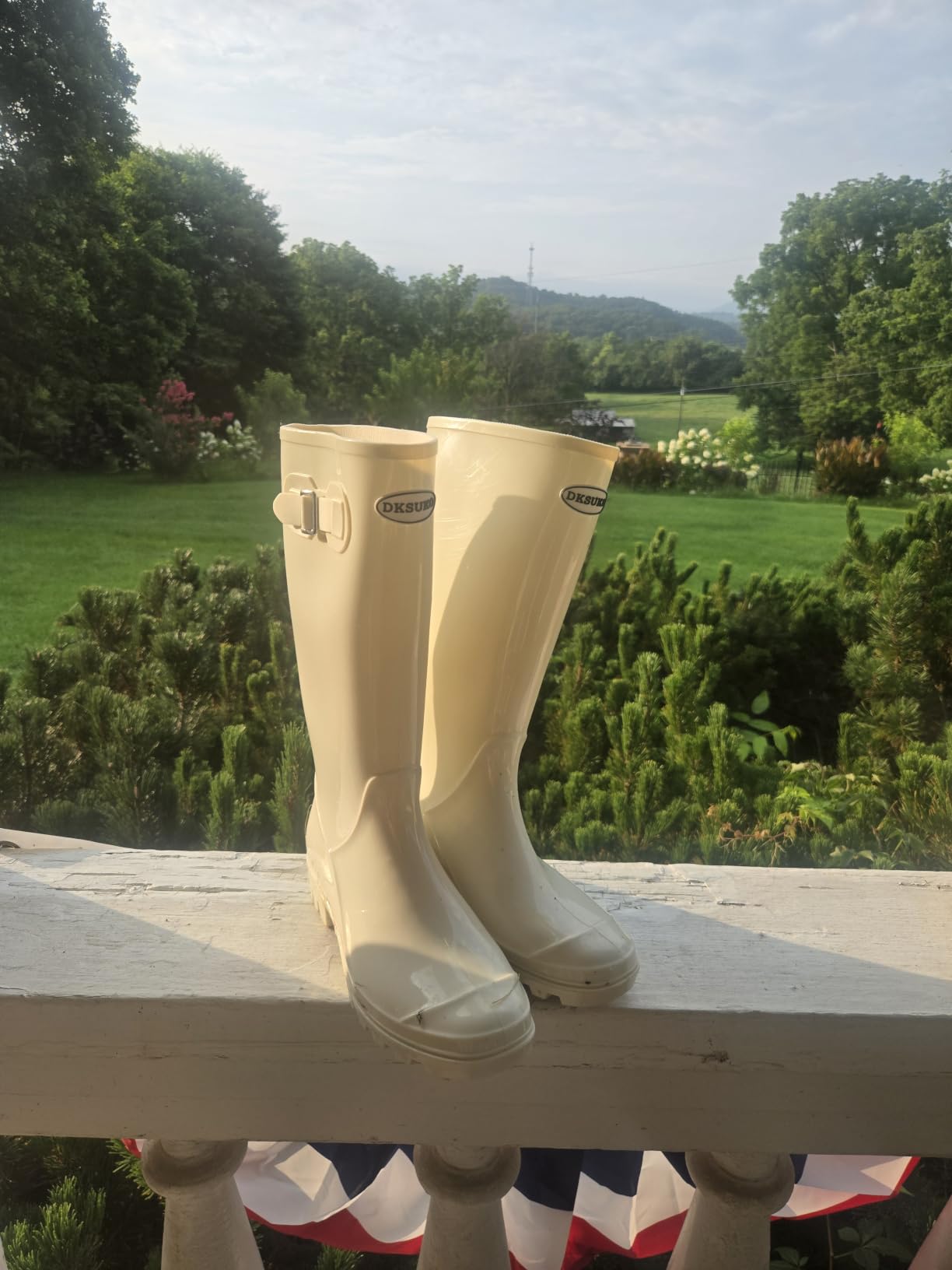 Women's Tall Waterproof Rain Boots Rubber Garden Boots with Buckle | Soft shaft, breathable lining, non-slip outsole, and rinse-clean care for muddy yards, rainy commutes, farms, and dog walks customer photo 2