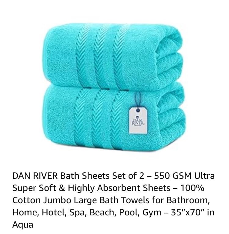 DAN River 2 Pack Bath Sheets Extra Large 35x70, Large Bath Towels for Adults, XL Oversized Heavy Duty Towel Set, 600 GSM 100% Ring Spun Cotton, Soft Quick Dry, Grey customer photo 2