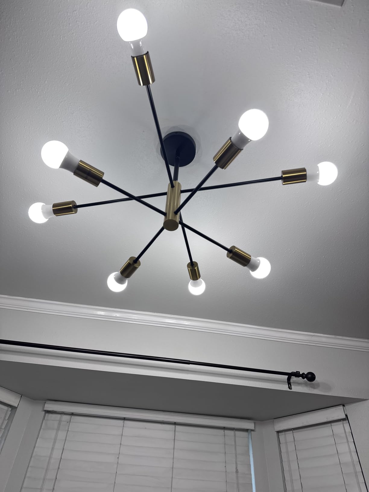 KAISITE Modern Sputnik Chandelier - 8-Light Ceiling Light Fixture Height Adjustable Mid Century Plating Finished Black and Gold Chandelier for Bedroom Living Room Dining Room Kitchen Foyer customer photo 1