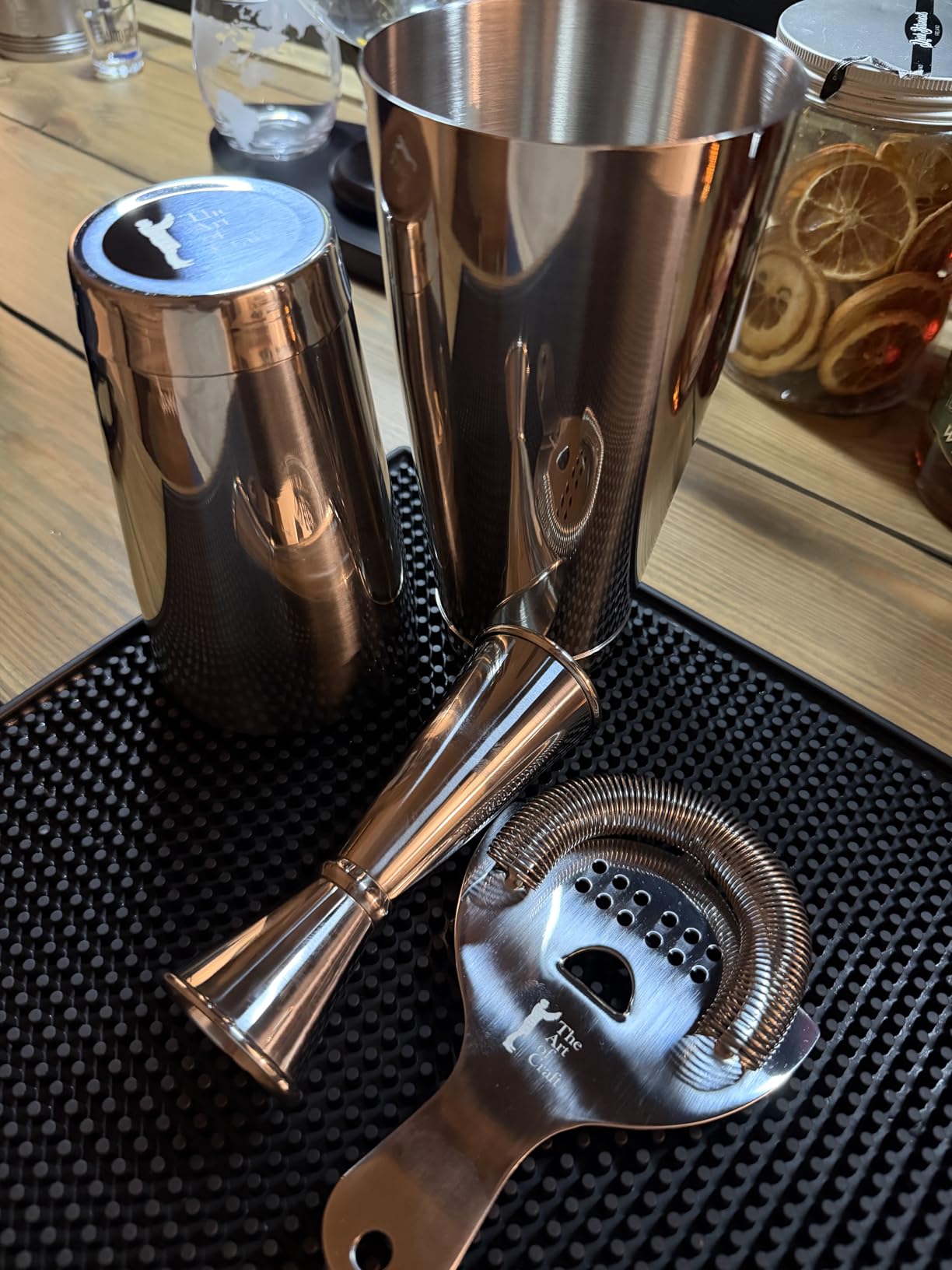 The Art of Craft Professional Cocktail Shaker Set Bartending Kit: Weighted Boston Shaker Tins, Hawthorne Strainer and Japanese Jigger customer photo 1