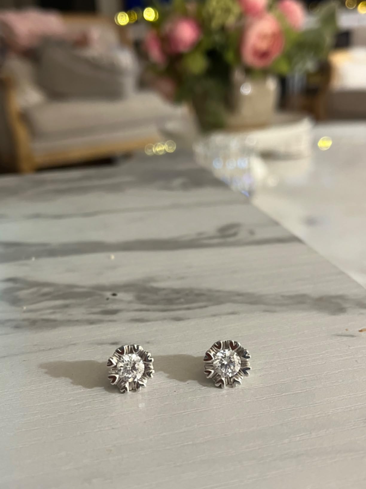 1/6-5 CT Lab Grown Bezel Diamond Stud Earrings | 14K White & Yellow Gold | Premium GH Color VS - SI Clarity Diamonds | Certified by Gemologists | Secure & Comfortable Pushback Posts customer photo 1