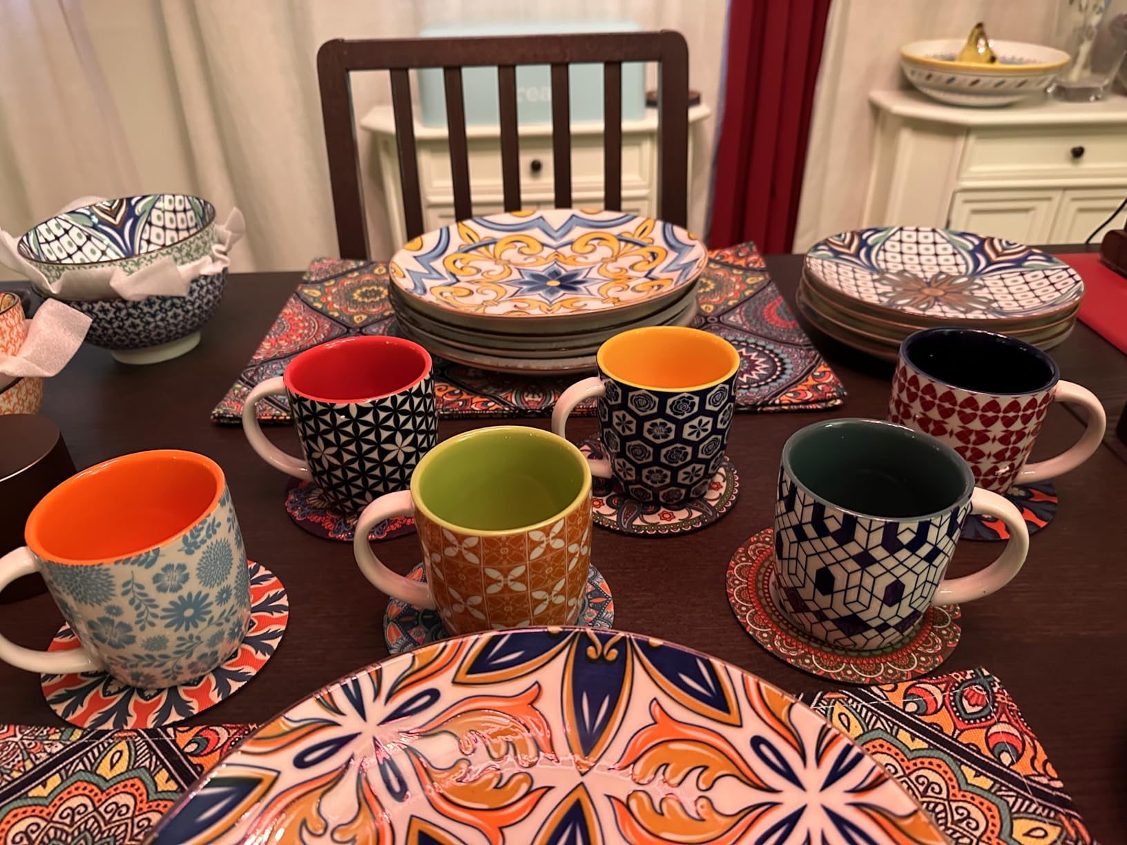 Annovero Large Coffee Mug Set of 6 - Porcelain Cups for Women or Men - Microwave & Dishwasher Safe, Chip Resistant, Zero Lead & Cadmium, for Tea, Cocoa, or Hot Chocolate, 16 Fluid Ounce Capacity customer photo 1