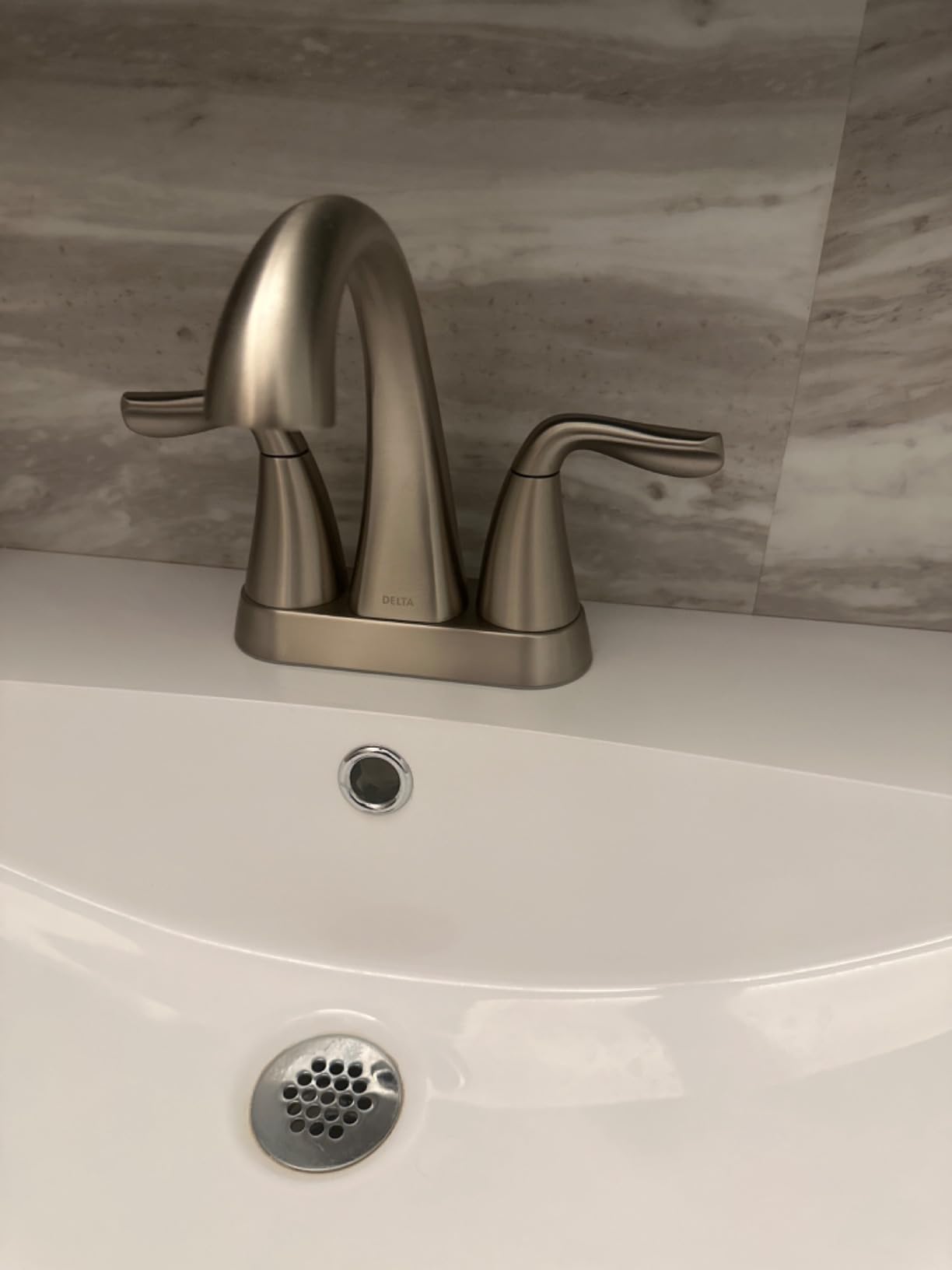 Delta Arvo Centerset Bathroom Faucet, Brushed Nickel 2-Handle Bathroom Faucet, Delta Bathroom Sink Faucet, Brushed Nickel 3-Hole Bathroom Faucet, Spotshield Stainless 25840LF-SS customer photo 2