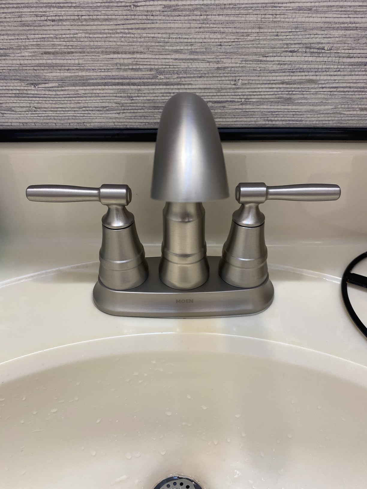 Moen Halle Spot Resist Brushed Nickel Two-Handle Centerset Bathroom Sink Faucet with Drain Assembly, 84971SRN customer photo 1