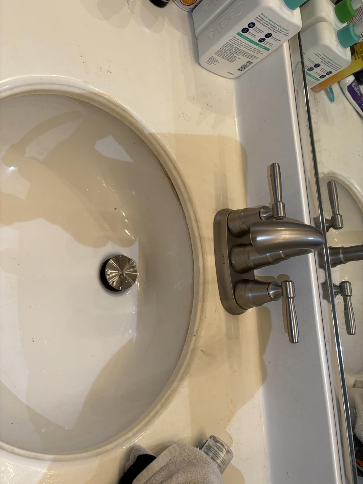 Moen Halle Spot Resist Brushed Nickel Two-Handle Centerset Bathroom Sink Faucet with Drain Assembly, 84971SRN customer photo 2