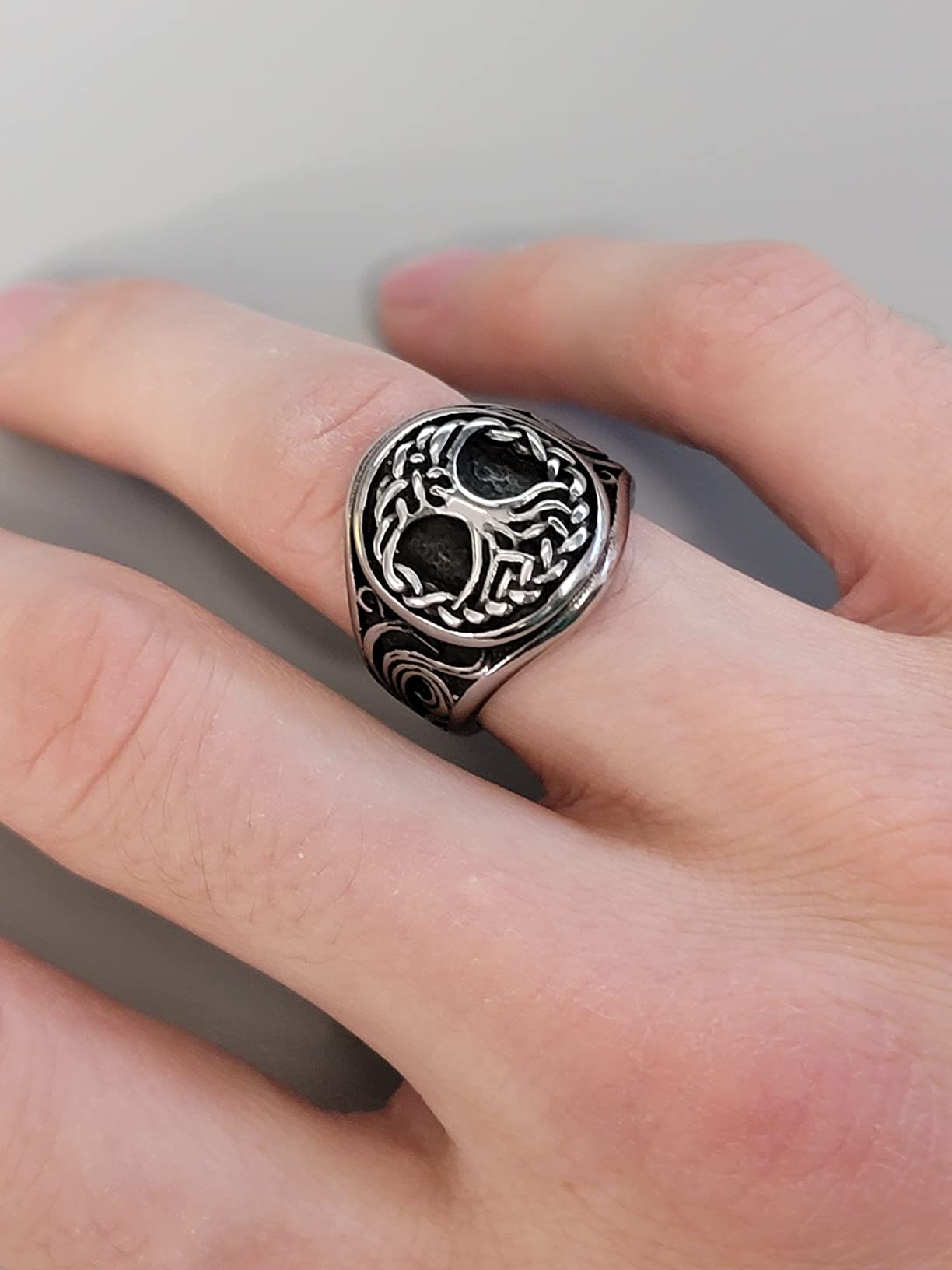 HIJONES Men Stainless Steel Tree of Life Signet Ring Antique Silver | Religious Jewelry for Women, Vintage Ring customer photo 1