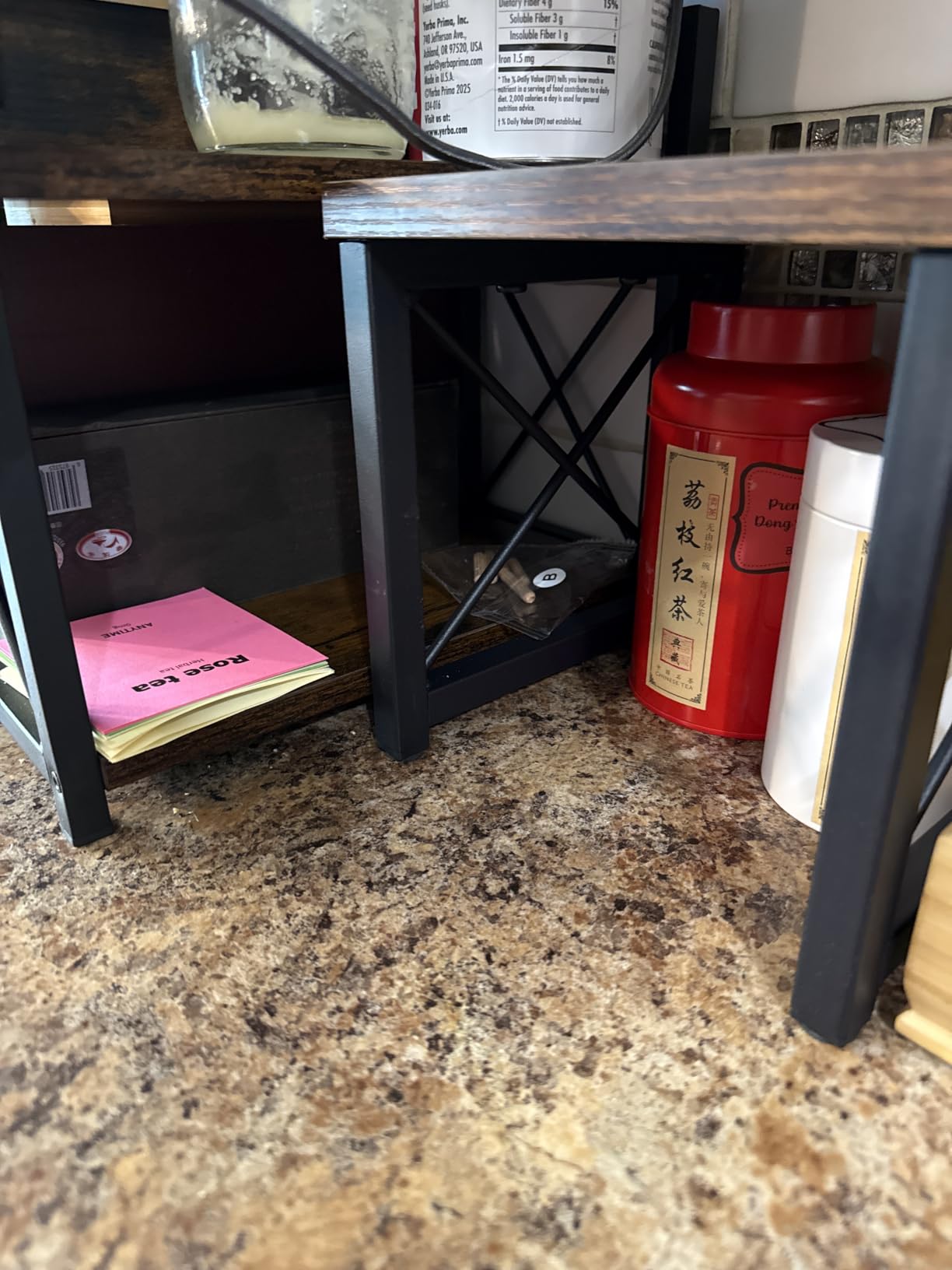 Giikin Countertop Shelf Organizer, 2 Tier Kitchen Spice Rack for Countertop, Wood Coffee Counter Shelf Organizer for Home (Brown, S) customer photo 2