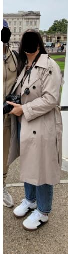 Makkrom Women's Double Breasted Long Trench Coat Windproof Classic Lapel Slim Overcoat with Belt customer photo 1