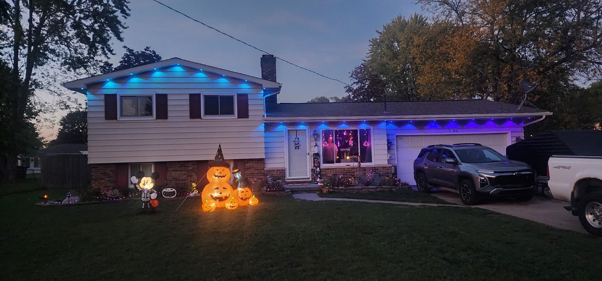 6 FT Halloween Inflatable Outdoor Decor with Ghost Pumpkin and Black Cat | Built-In LED Lights, Lighted Blow Up Yard Decoration for Lawn, Garden, Patio and Halloween Party Displays customer photo 1