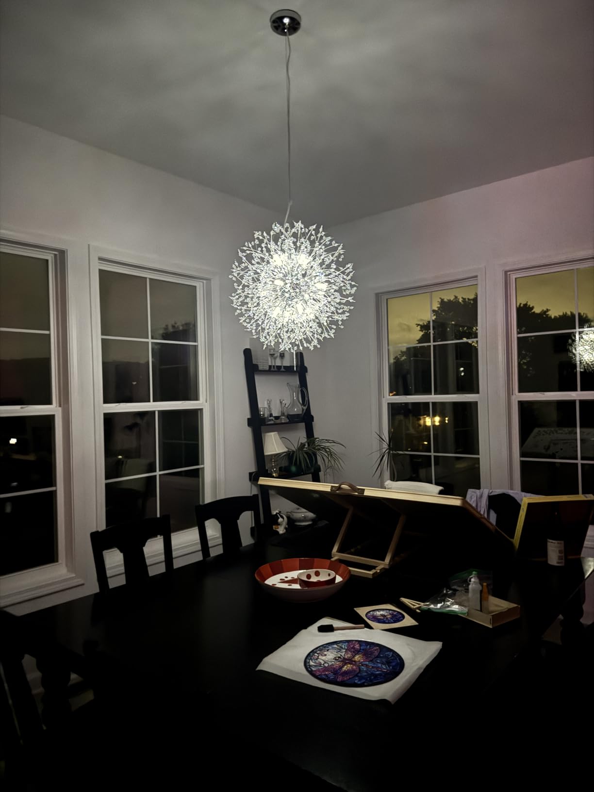 Modern Firework Chrome Crystal Chandeliers, Sputnik Dandelion Chandelier Light Fixture Pendant Lighting for Dining Room, Living Room, Bedroom, Kitchen, Restaurant- 12 Lights customer photo 2