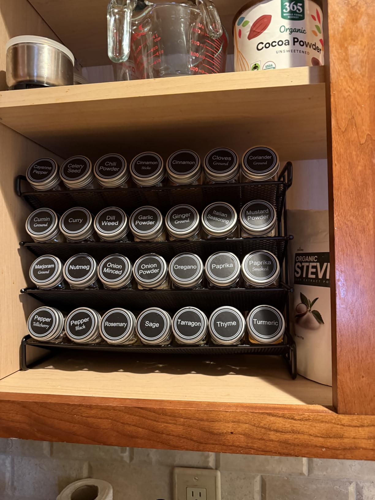 SpaceAid Spice Rack Organizer with 28 Spice Jars, 386 Spice Labels, Chalk Marker and Funnel Set for Cabinet, Countertop, Pantry, Cupboard or Door & Wall Mount - 28 Jars, 13.4