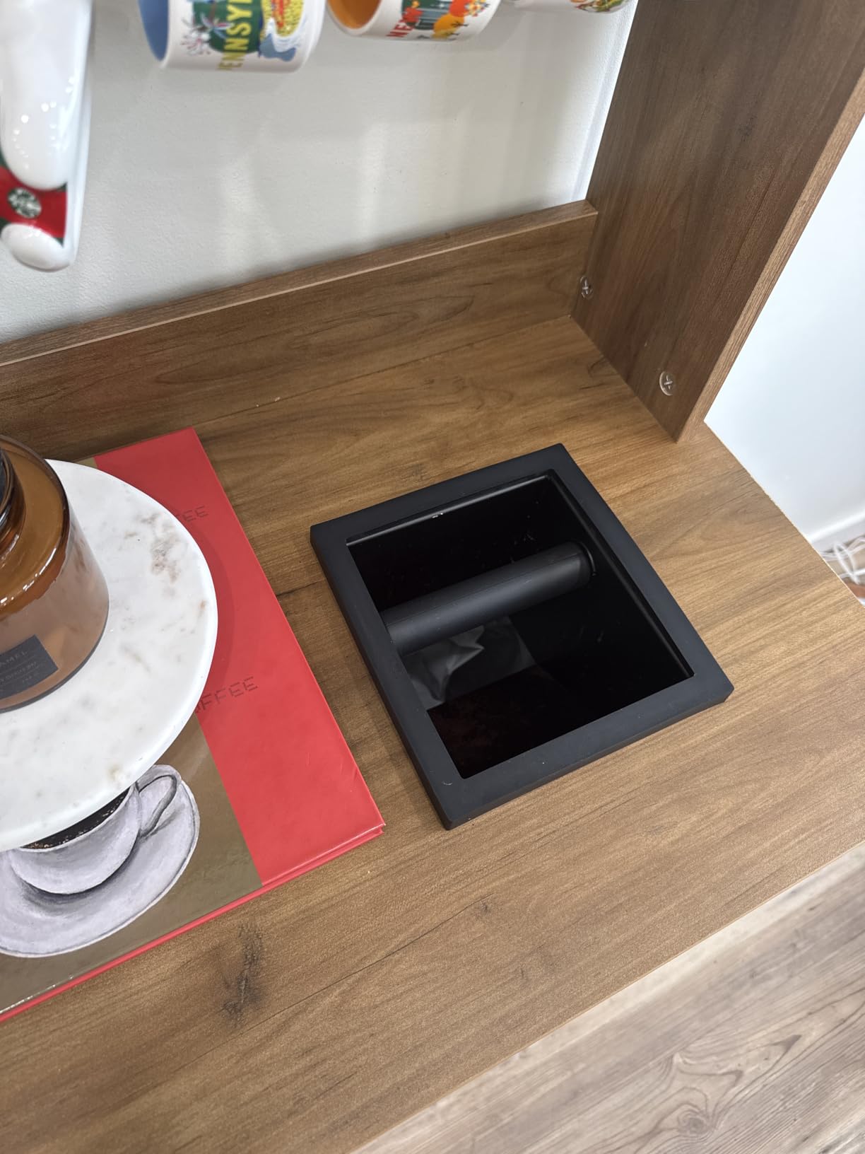 DIBTSA Espresso Coffee Ground Knock Box Chute, Built-in Desktop Waste Bucket, Stainless Steel Bottomless Knocking Residue Box (Rectangle) customer photo 1