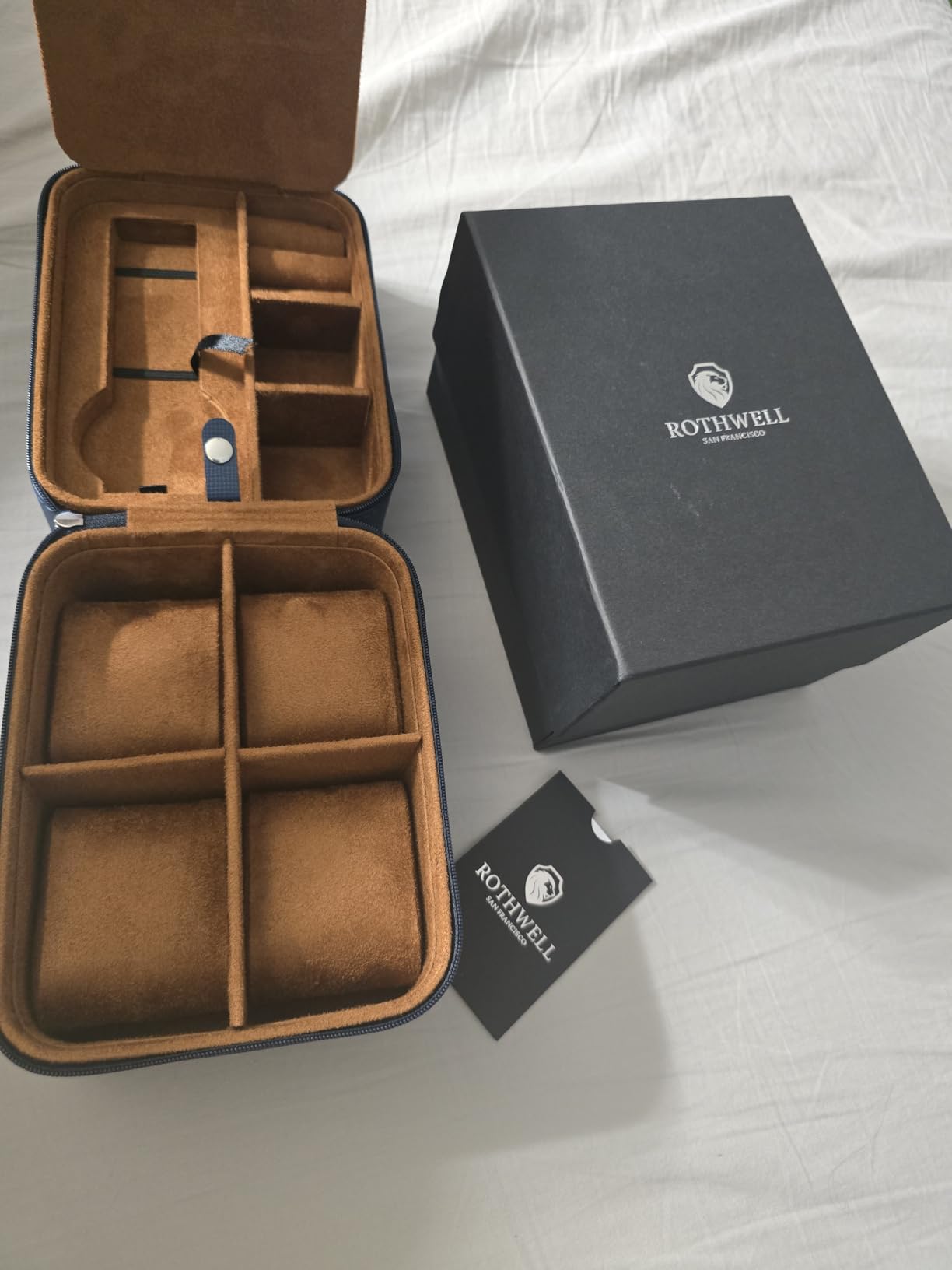ROTHWELL 5 Watch Travel Case Storage Organizer for 5 Watches | Tough Portable Protection w/Zipper Fits All Wristwatches & Smart Watches Up to 50mm (Tan/Brown) customer photo 1