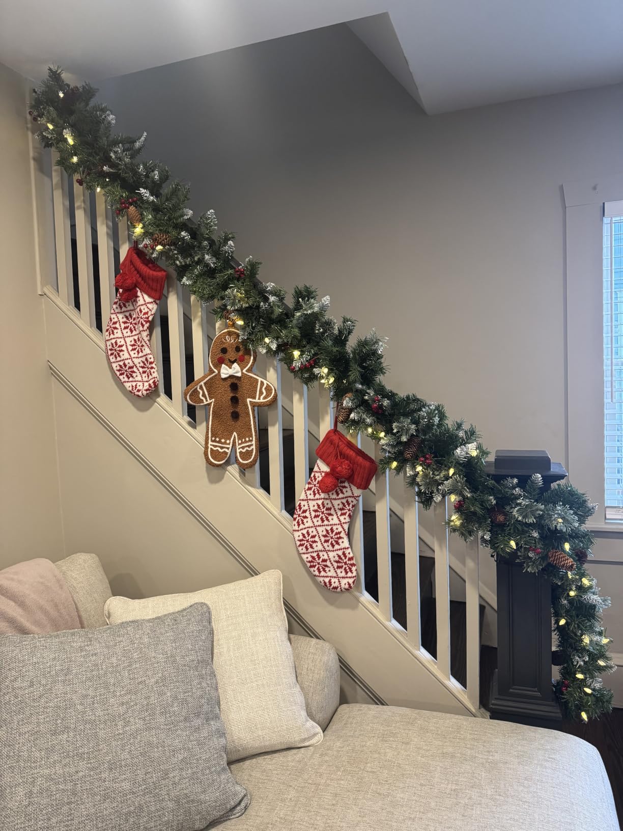 9 Feet Pre-Lit Christmas Garland, Mixed Pine Decorated with Frosted Berries, Pinecones, 50 LED with Timer, Battery Operated, for Mantle Staircase Indoor and Outdoor customer photo 1